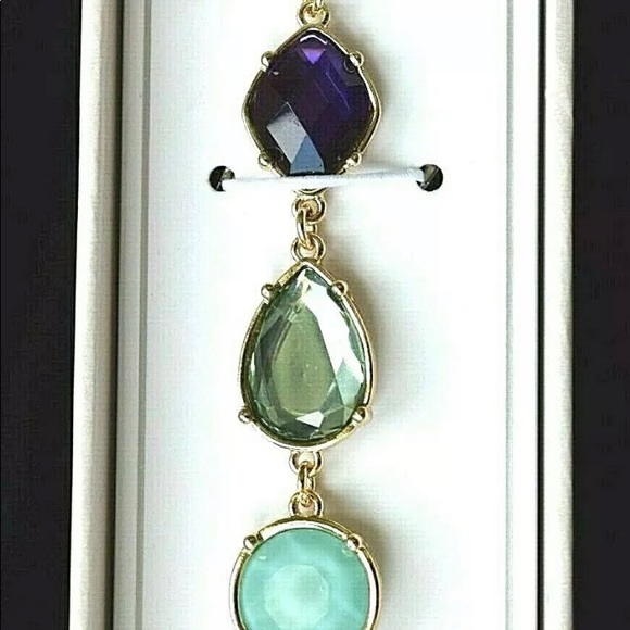 NEW bracelet Multicolor crystals toggle gold tone approx 8" long PRETTY, NIB - Picture 3 of 5